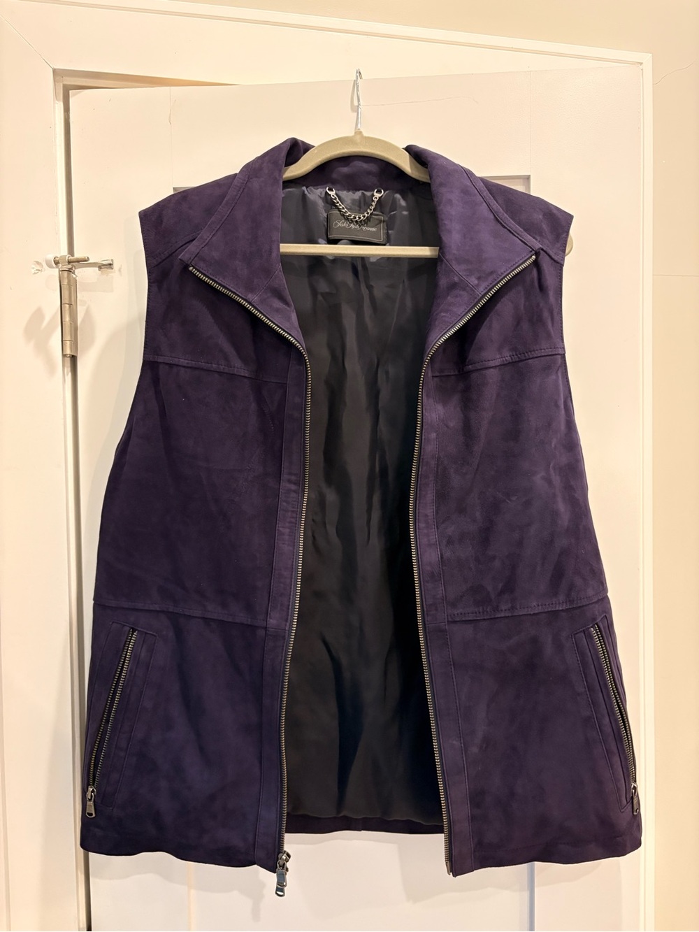 Saks Fifth Avenue Deep Purple Suede Zip Vest